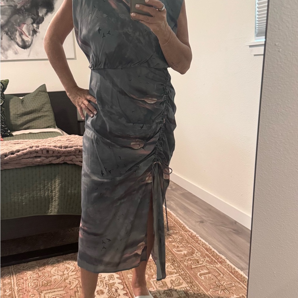 All Saints One Shoulder Gray Dress